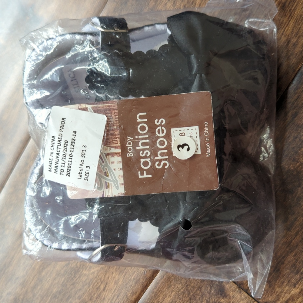 Black Shiny (like patent leather) Baby dress shoes